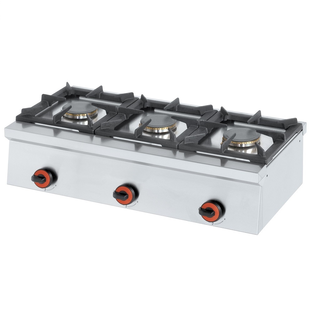 Gas boiling 3 burners table top - 900x450x240 mm - 13,5 Kw - 44130M10 Eurast