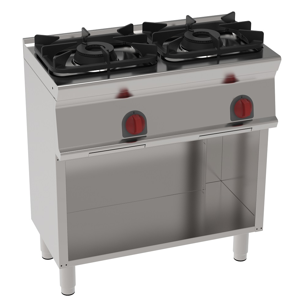 Gas cooker 2 burners on open support - 800x450x900 mm - 14,4 Kw - 33890317 Eurast