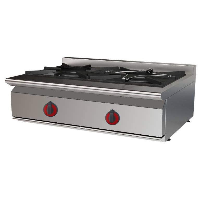 Gas boiling 2 burners table top - 800x550x280 mm - 12,5 Kw - 33068055 Eurast