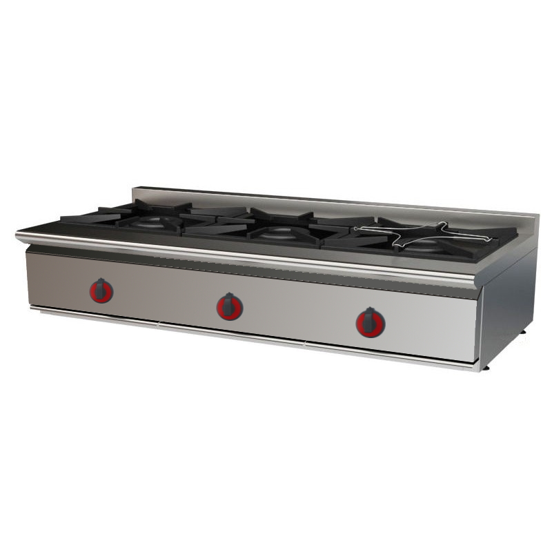 Gas boiling 3 burners table top - 1200x550x280 mm - 17,5 Kw - 33051255 Eurast