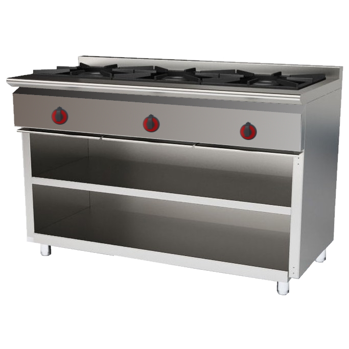 Gas cooker 3 burners on 2 shelves - 1200x550x850 mm - 17,5 Kw - 33081255 Eurast