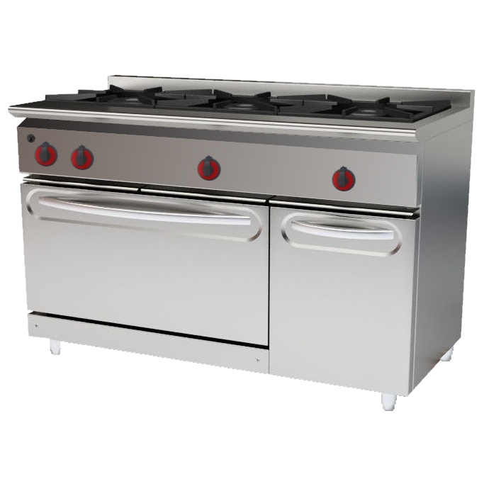 Gas cooker 3 burners 1 static oven 660 x 400 - 1200x550x850 mm - 22,5 Kw - 33011255 Eurast