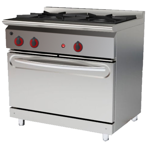 Gas cooker 2 burners 1 static oven 660 x 400 and grill - 800x550x850 mm - 17,5 Kw + 2,25 KW 230/1V -