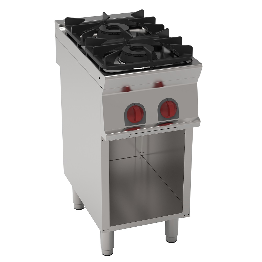 Gas cooker 2 burners on open support - 400x700x900 mm - 14,4 Kw - 35710317 Eurast