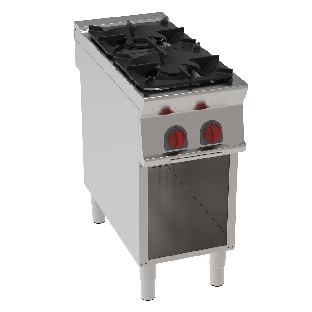 Gas cooker 2 burners on open support - 400x900x900 mm - 14,5 Kw - 34410313 Eurast