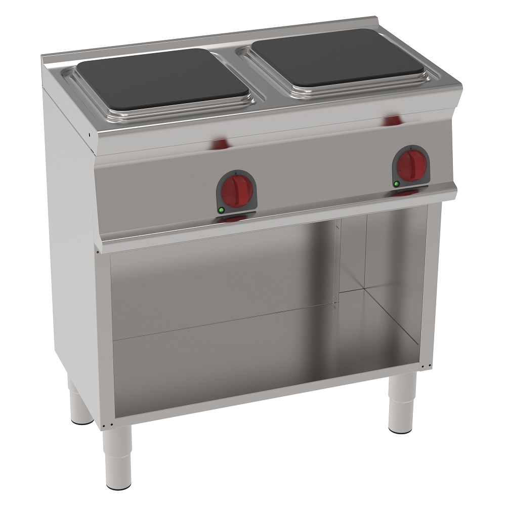 Electric cooker with 2 square plates on open support - 800x450x900 mm - 8 Kw 400/3V - 30051613 Euras