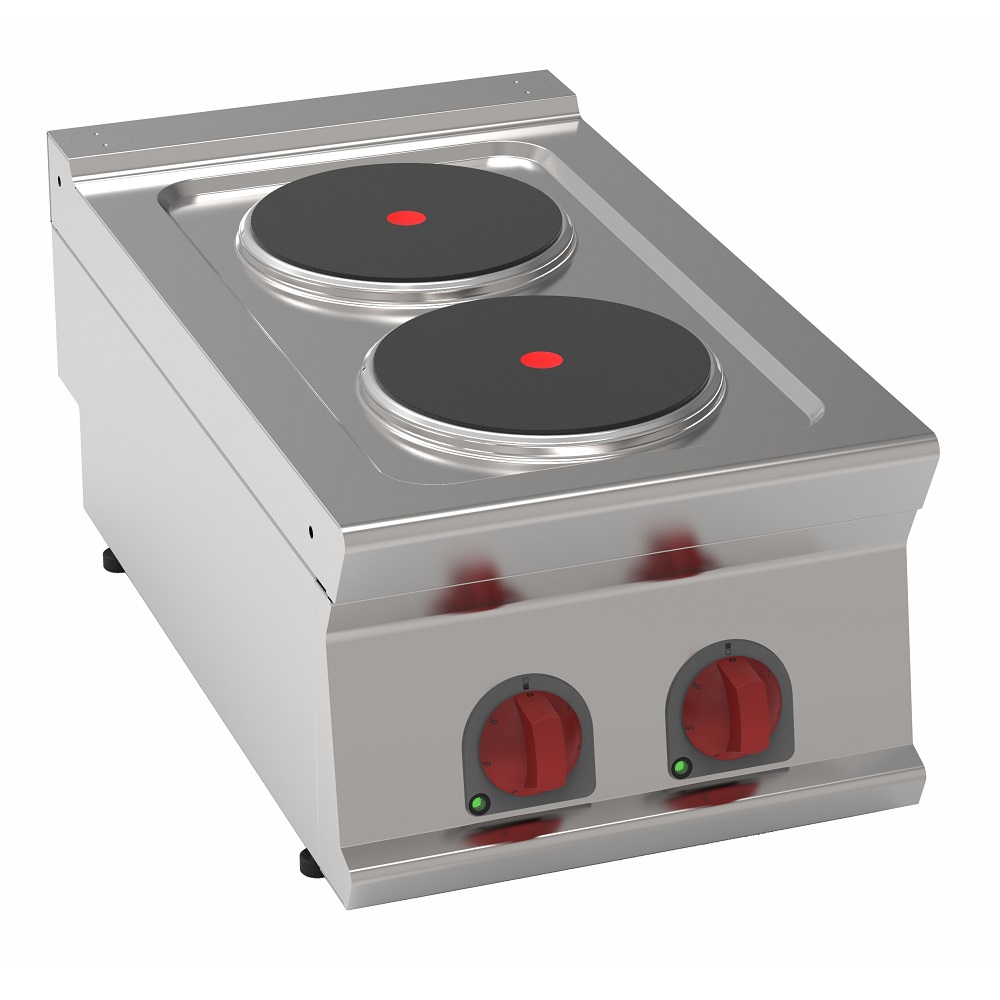 Electric boiling 2 round plates table top - 400x700x280 mm - 5,2 Kw 400/3V - 35100617 Eurast
