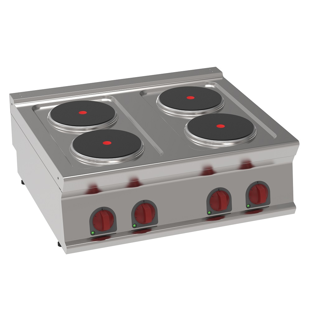 Electric boiling 4 round plates table top - 800x700x280 mm - 10,4 Kw 400/3V - 35300617 Eurast