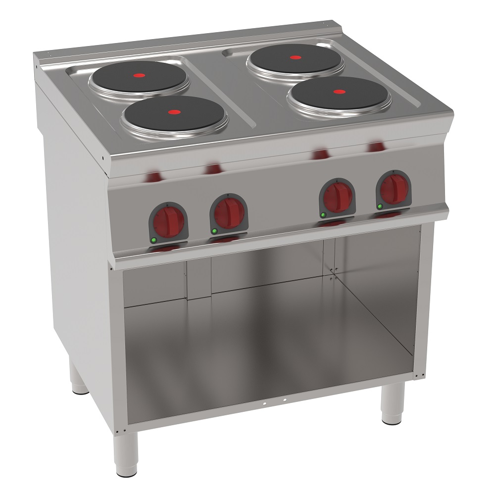 Cocina 4 placas redondas elec. sobre soporte abierto 800x700x900 mm