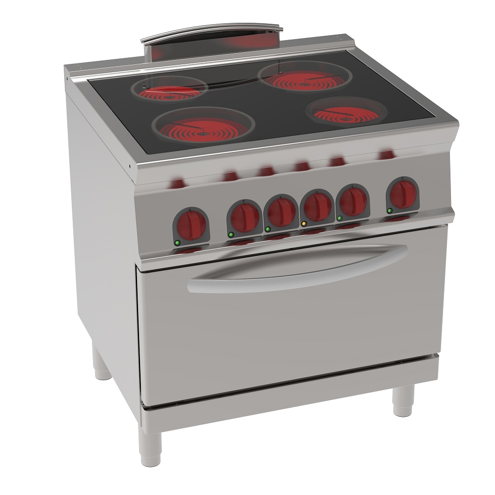 Vitroceramic cooker 2 hot zones 1 static electr. oven gn 2/1 - 800x700x900 mm - 13,3 Kw 400/3V - 350