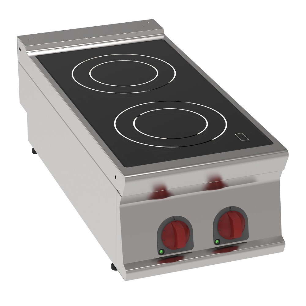 Vitroceramic cooker 2 hot zones - 400x900x280 mm - 6,8 Kw 400/3V - 34710613 Eurast