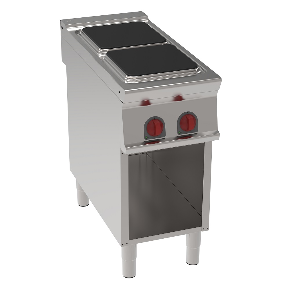 Electric cooker with 2 square plates on open support - 400x900x900 mm - 8 Kw 400/3V - 34900613 Euras