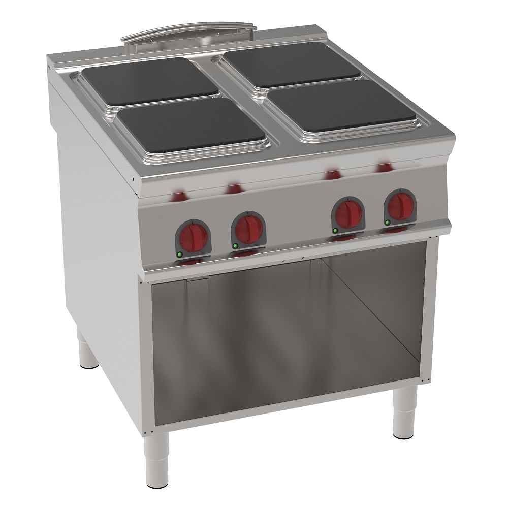 Electric cooker with 4 square plates on open support - 800x900x900 mm - 16 Kw 400/3V - 34110613 Eura