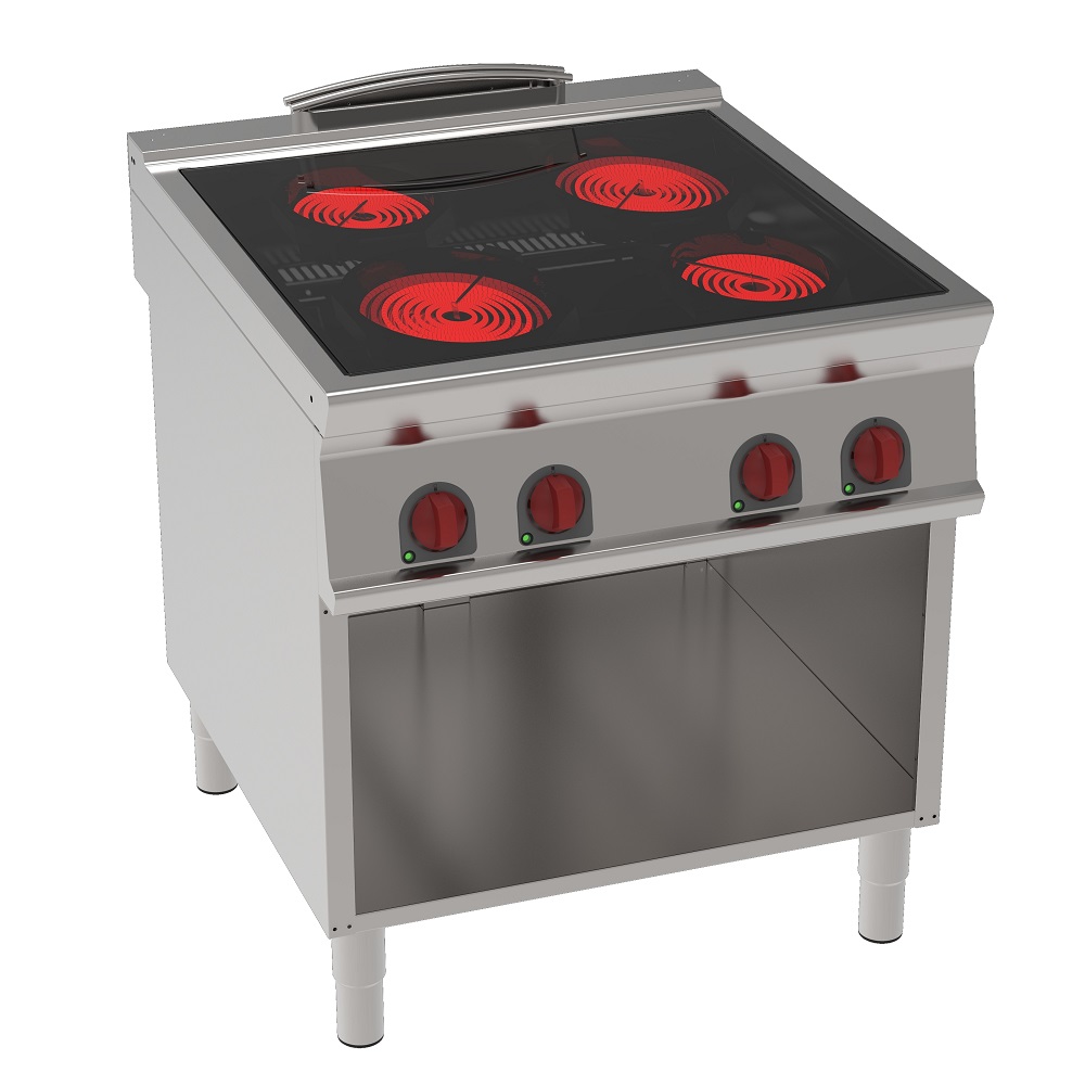 Vitroceramic cooker 4 hot zones on open support - 800x900x900 mm - 13,6 Kw 400/3V - 34320613 Eurast