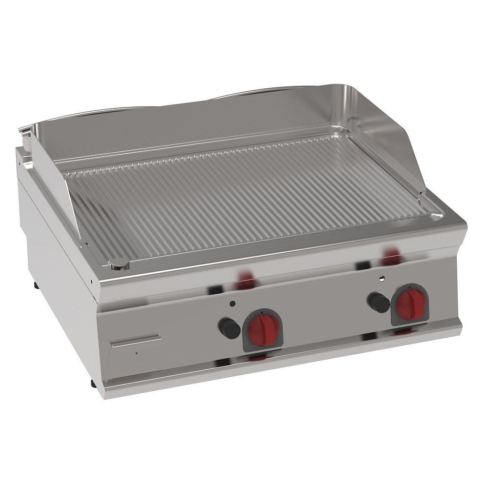 Gas iron hot plate 15 mm  grooved tabletop - 800x700x280 mm - 14 Kw - 36040317 Eurast