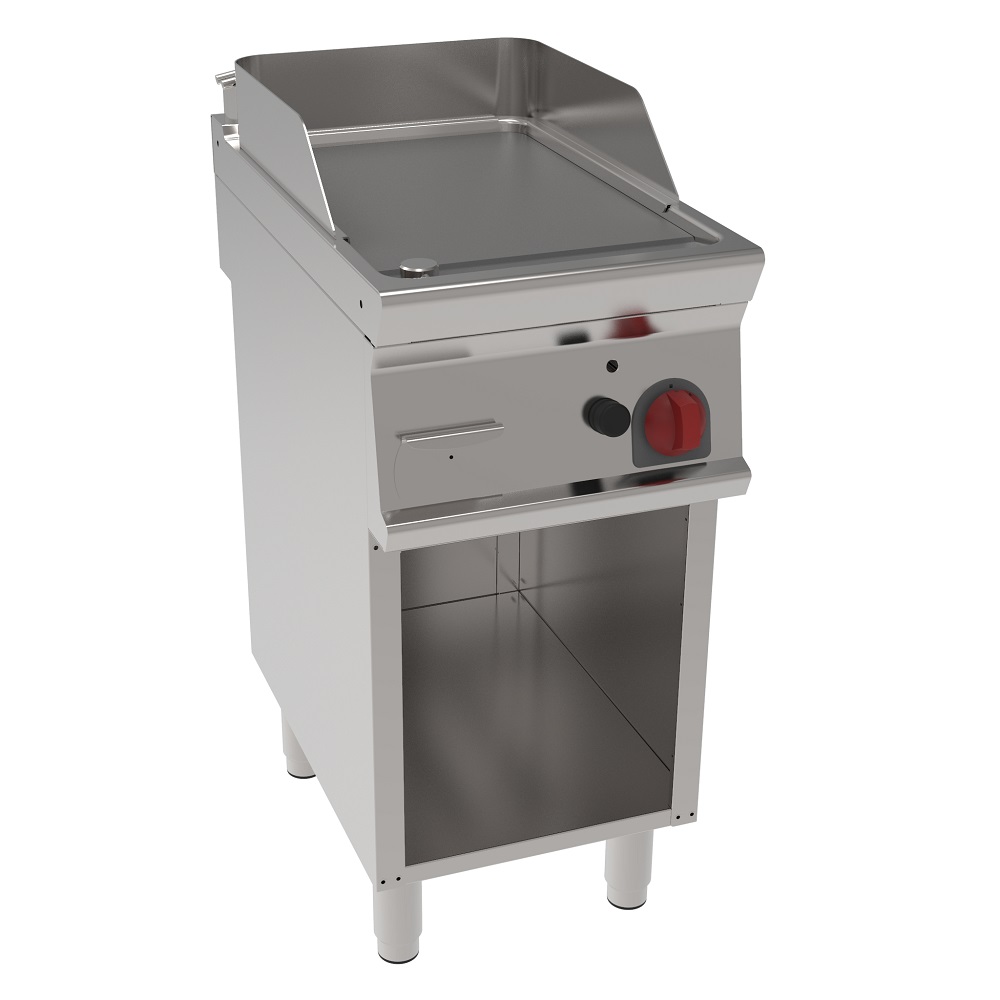 Plancha-frytop fe 15 mm a gas lisa sobre soporte abierto 400x700x900 mm