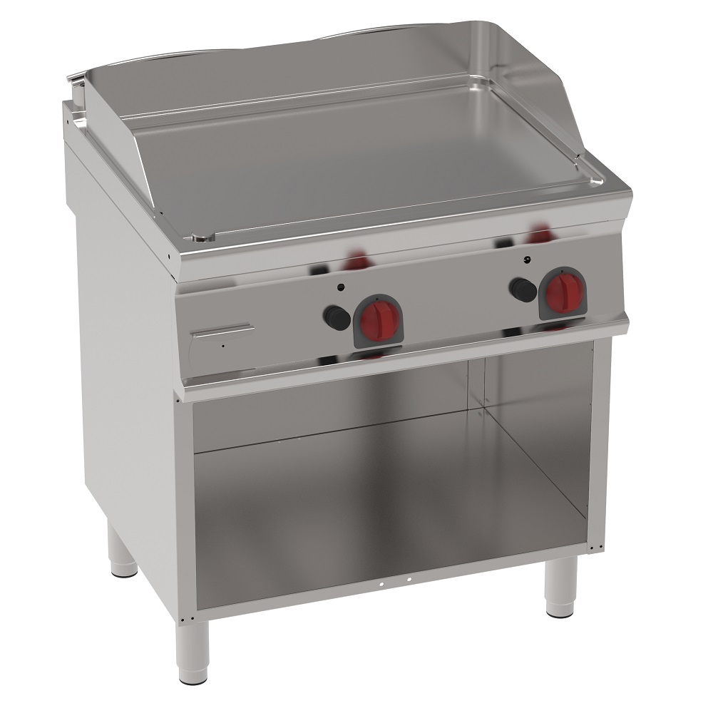 Plancha-frytop fe 15 mm a gas lisa sobre soporte abierto 800x700x900 mm