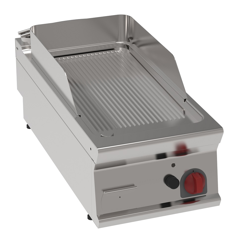 Gas iron hot plate 15 mm  grooved tabletop - 400x900x280 mm - 8 Kw - 36930313 Eurast