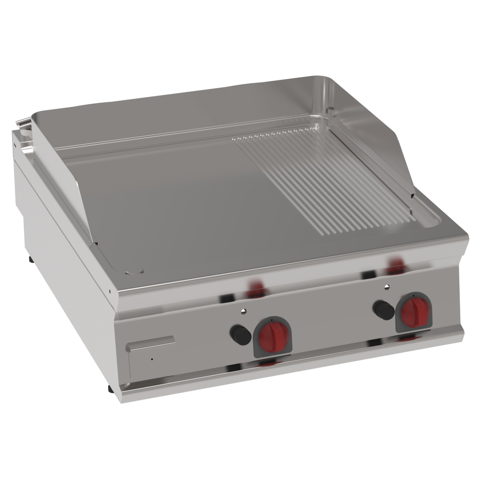 Gas iron hot plate 15 mm  partially grooved tabletop - 800x900x280 mm - 16 Kw - 36240313 Eurast