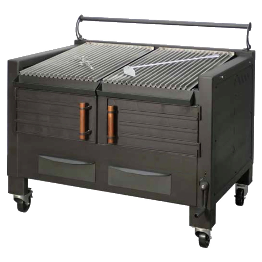 Vegetable charcoal barbecue 2 grills 48x78 - 1200x820x930 mm - 52000021 Eurast