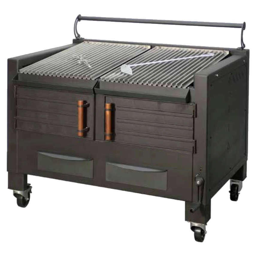 Vegetable charcoal barbecue 2 grids 62x78 - 1460x820x930 mm - 52000061 Eurast