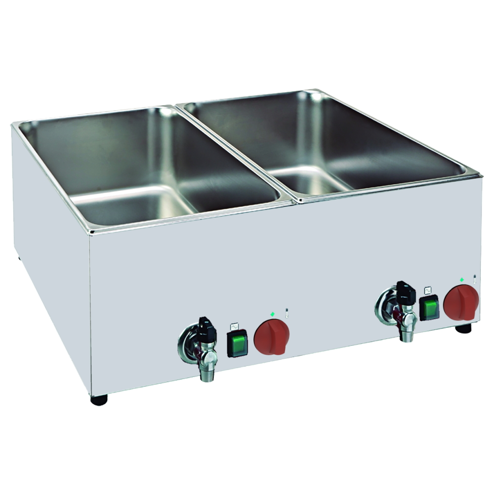 Electric bain marie for 2 gn 1/1/1 on table top - 650x560x250 mm - 3 KW 230/1V - 53040240 Eurast