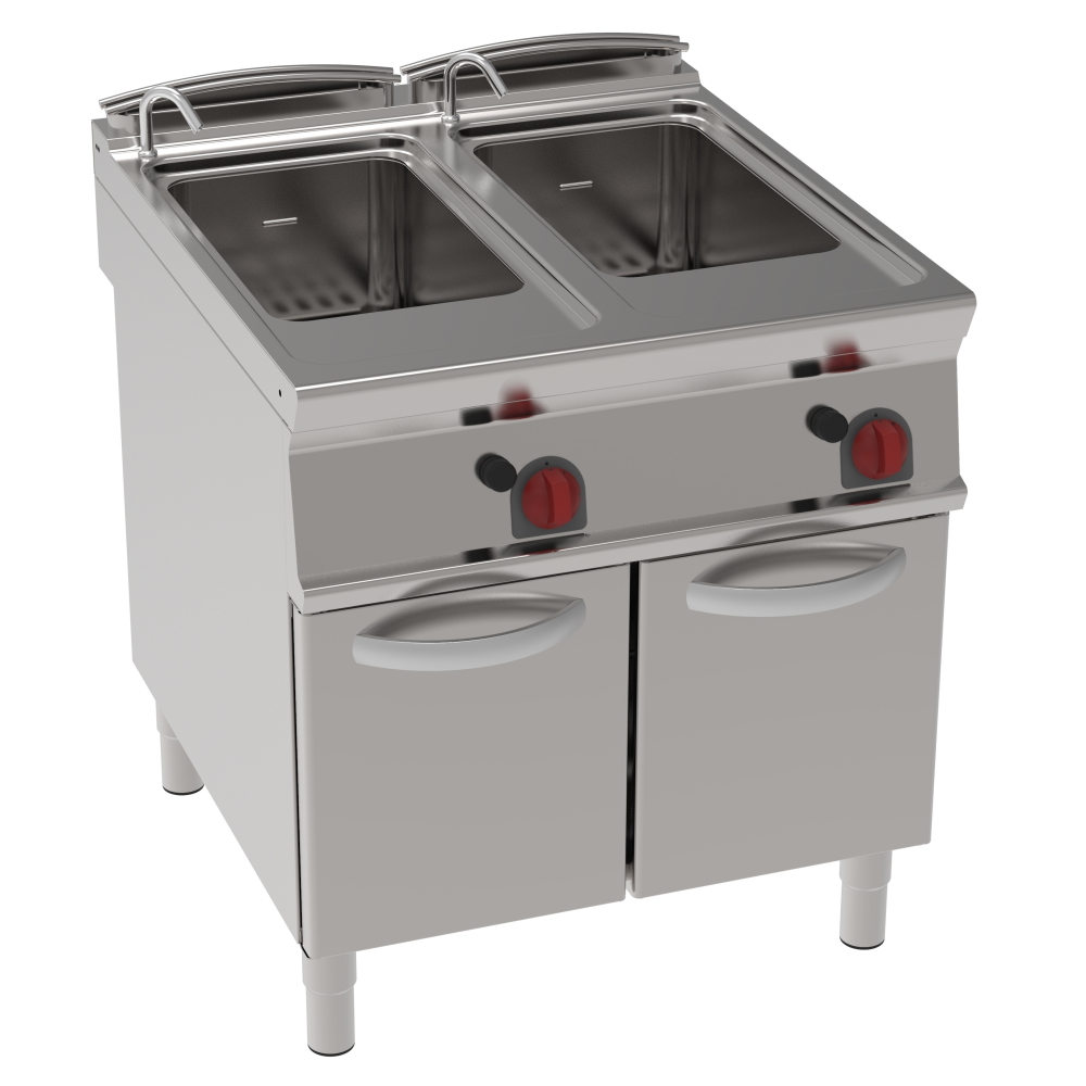 Gas pasta cooker 40+40 liters 2 doors - 800x900x900 mm - 30 Kw - 39170313 Eurast