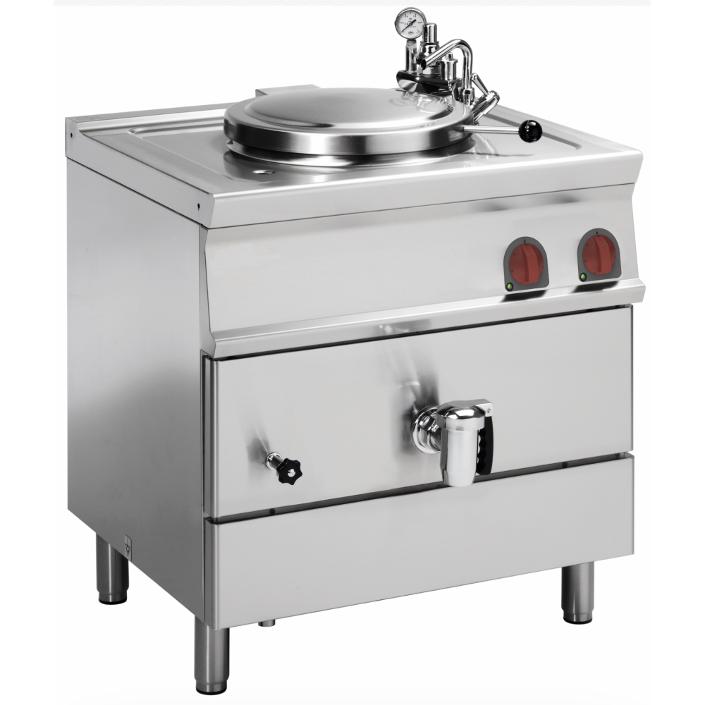 Electric boiling pan 50 liters, indirect heating - 800x700x900 mm - 9 Kw 400/3V - 48570617 Eurast