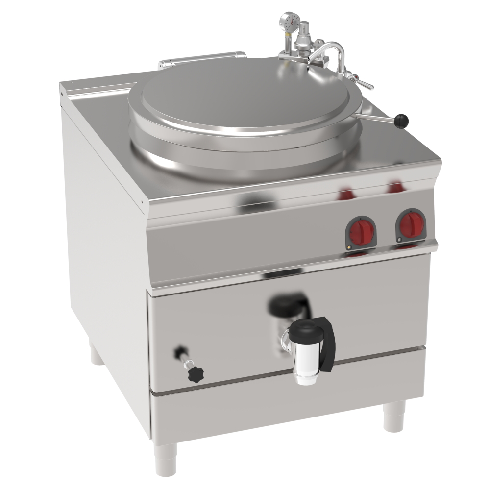 Electric boiling pan 150 liters, indirect heating - 800x900x900 mm - 18 Kw 400/3V - 48590613 Eurast