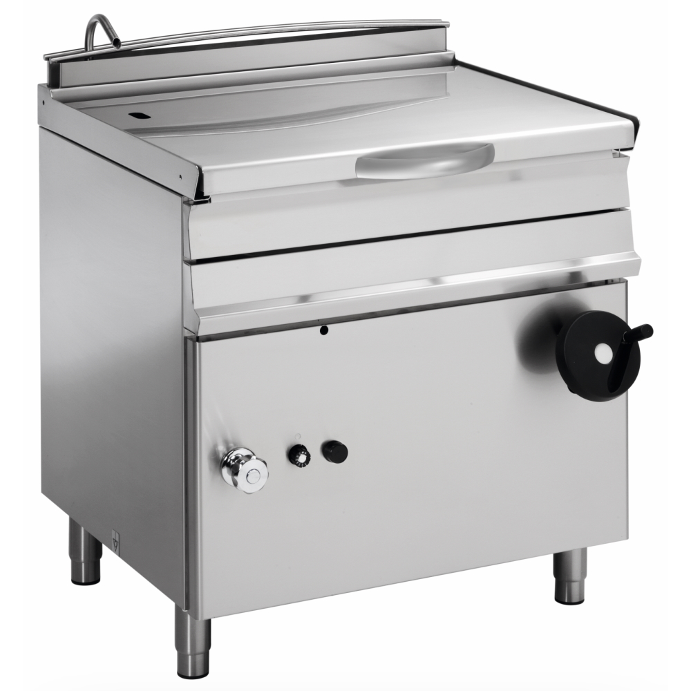 Gas tilting bratt pan 50 liters with steering wheel - 800x700x900 mm - 12 Kw - 48680317 Eurast