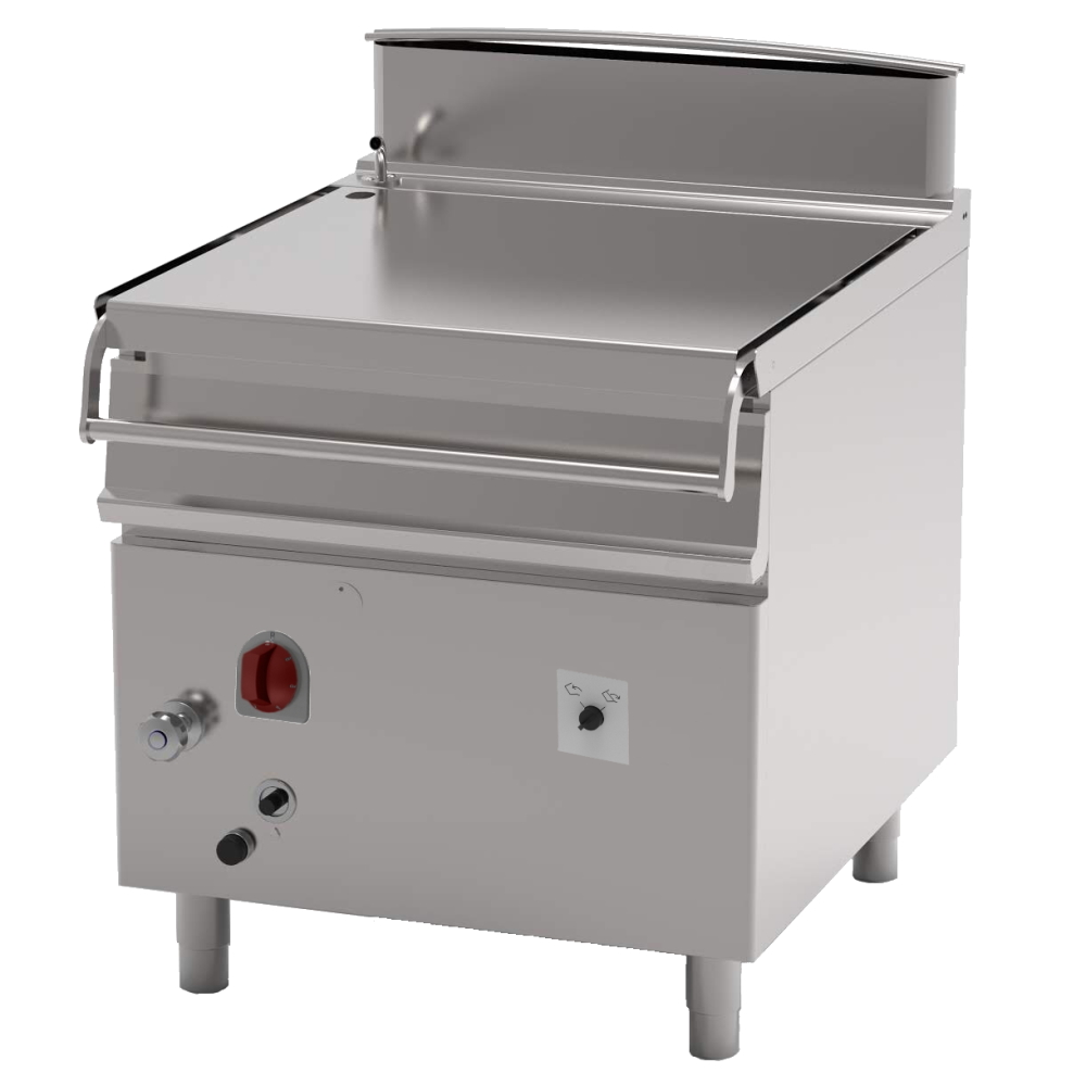 Gas tilting bratt pan 80 liters with engine - 800x900x900 mm - 20 Kw + 100 W 230/1V - 48081313 Euras