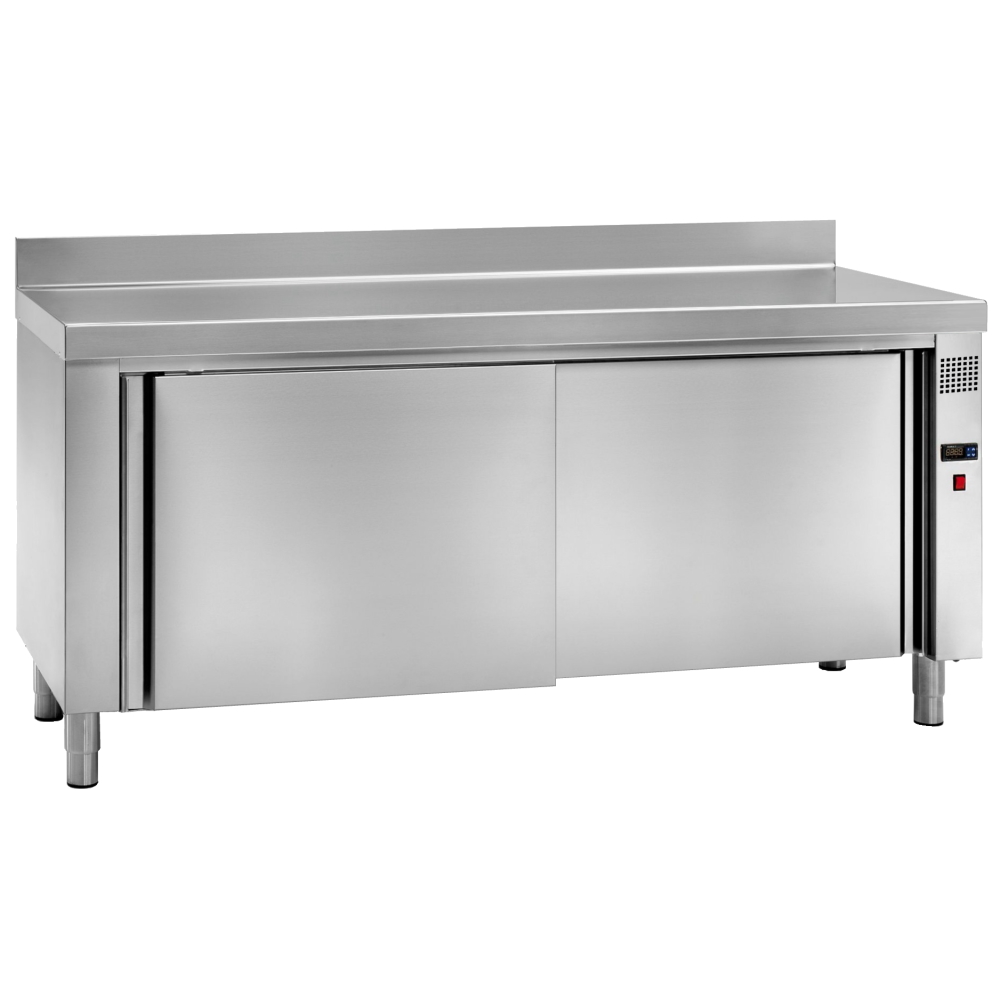 Wall electric hot table for dishes 2 doors 2 shelves - 1600x600x850 mm - 3 KW 230/1V - 61000440 Eura