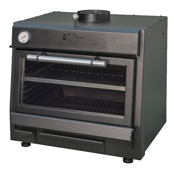 Black charcoal oven with 585 x 465 grid - 700x610x650 mm - 52101054 Eurast