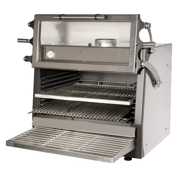 Horno de brasa con puerta cristal elevable con rejilla de 585x465 800x660x650 mm