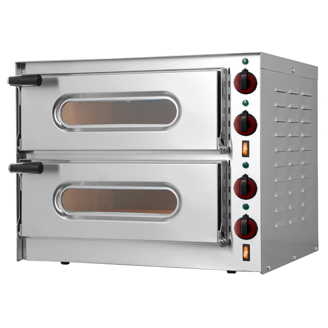 Horno pizzas 2 cámaras eléc. para 1+1 pizzas ø 360 550x430x435 mm