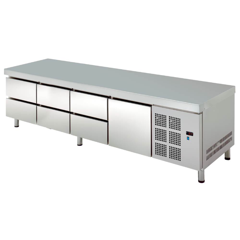 Cold reserve with drawers 1 large and 3 small - 2245x700x600 mm - 350 W 230/1V - 78489509 Eurast