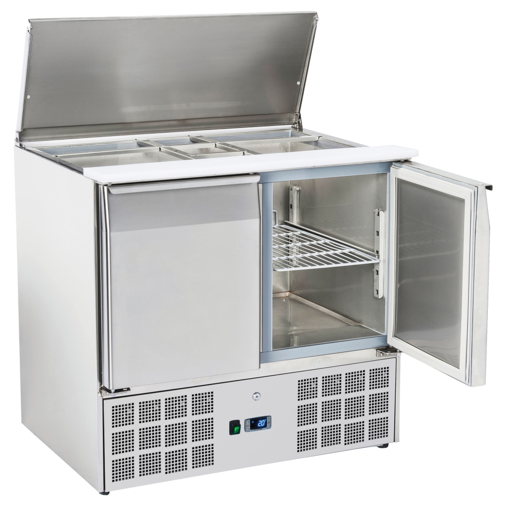 Salad preparing unit 2 doors 2 trays gn 1/1 150 - 900x700x880 mm - 230 W 230/1V - 701A09RC Eurast