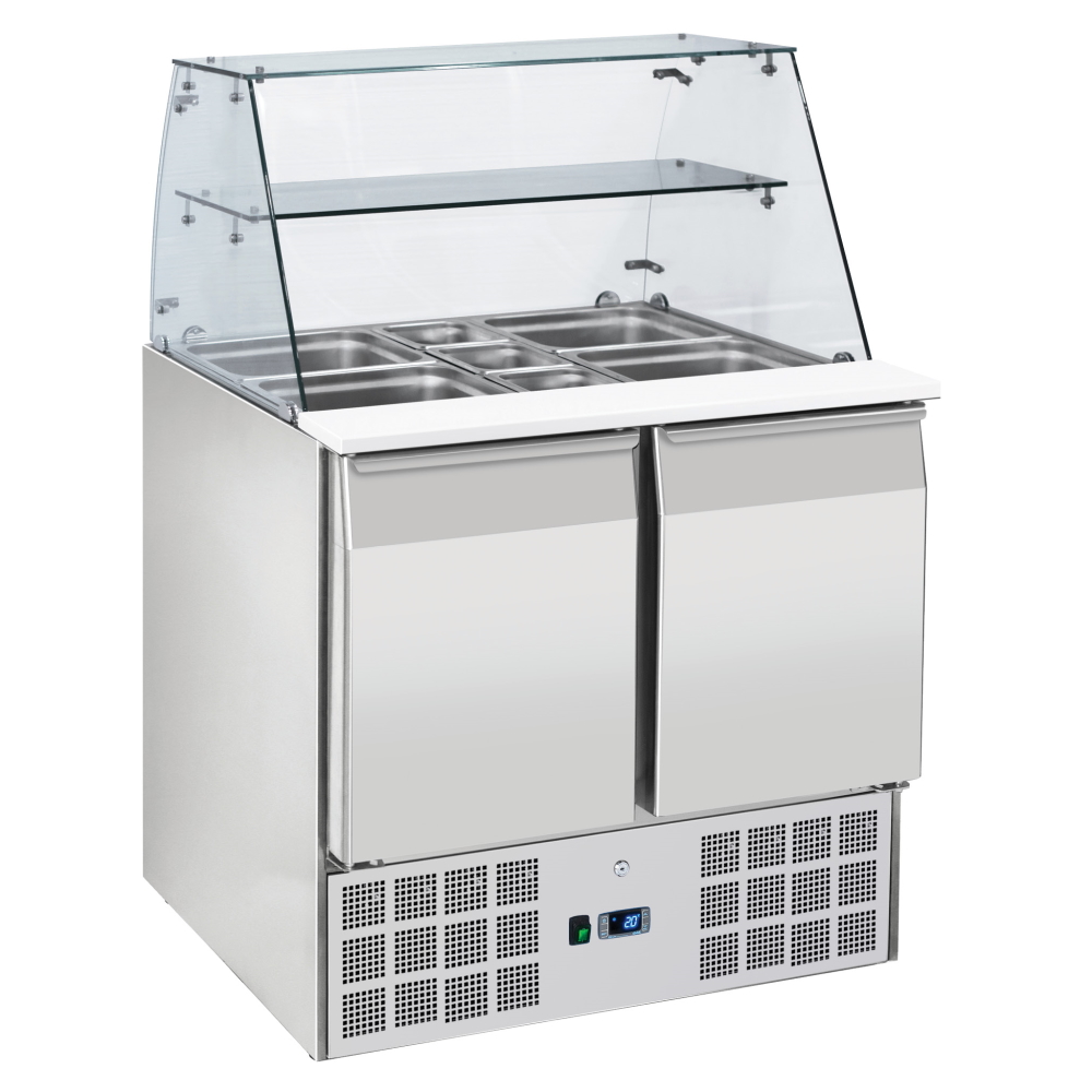 Unit for preparing salads with vitrine 2 doors 2 trays gn 1/1 150 - 900x700x1300 mm - 230 W 230/1V -