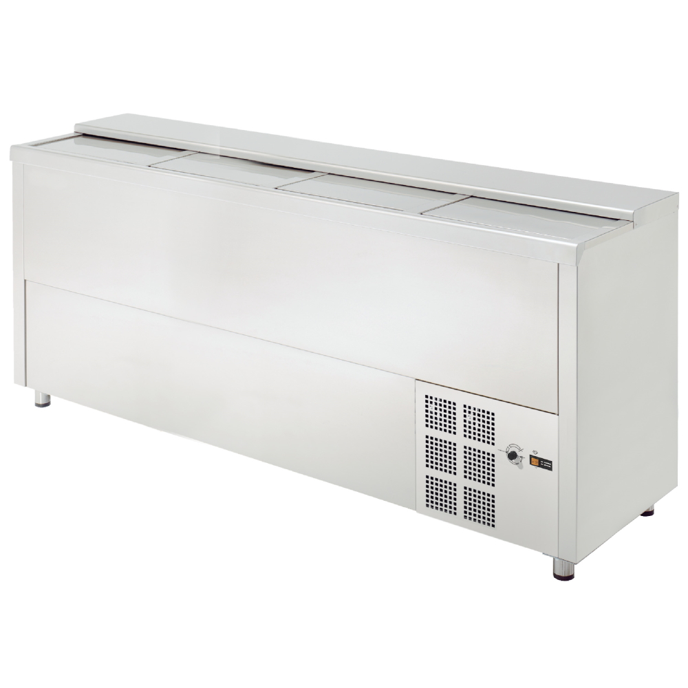 Stainless steel bottle cooler ext-int 4 doors 580 liters - 2000x550x850 mm - 400 W 230/1V - 74712509