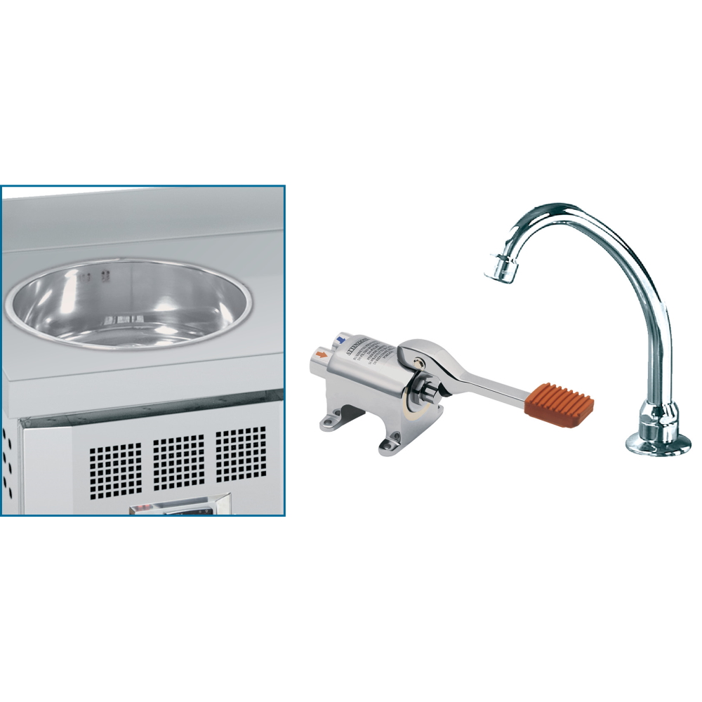 Handwasher kit with tap and footpush - 63390000 Eurast