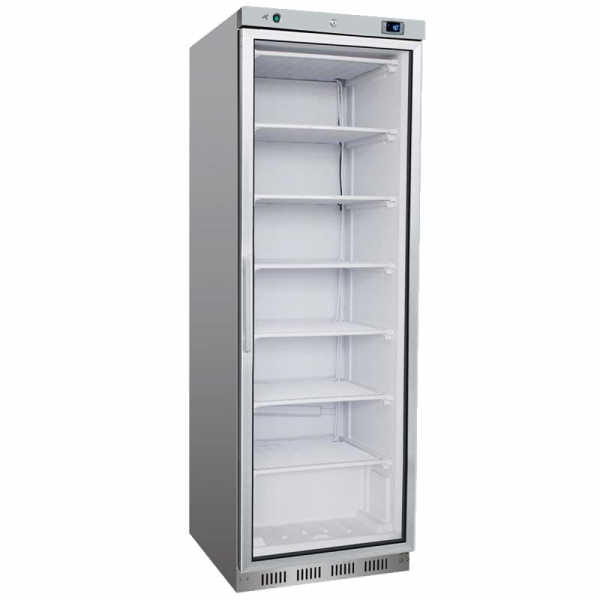 Static freezer cabinet stainless steel glass door 400 liters - 600x725x1870 mm - 140 W 230/1V - 7556