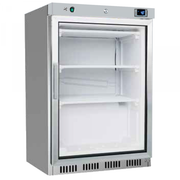 Armario congelador estático inox puerta cristal 200 litros 600x680x850 mm