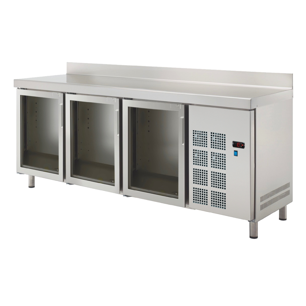 Cold table 3 glass doors - 2020x600x850 mm - 220 W 230/1V - 77089509 Eurast