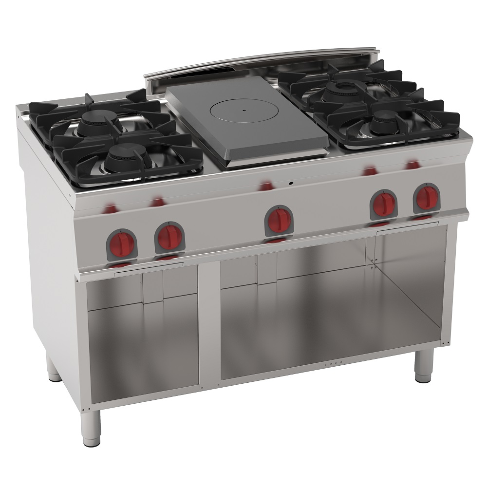 Gas solid top 5 burners on open support - 1200x700x900 mm - 24 Kw - 48220317 Eurast