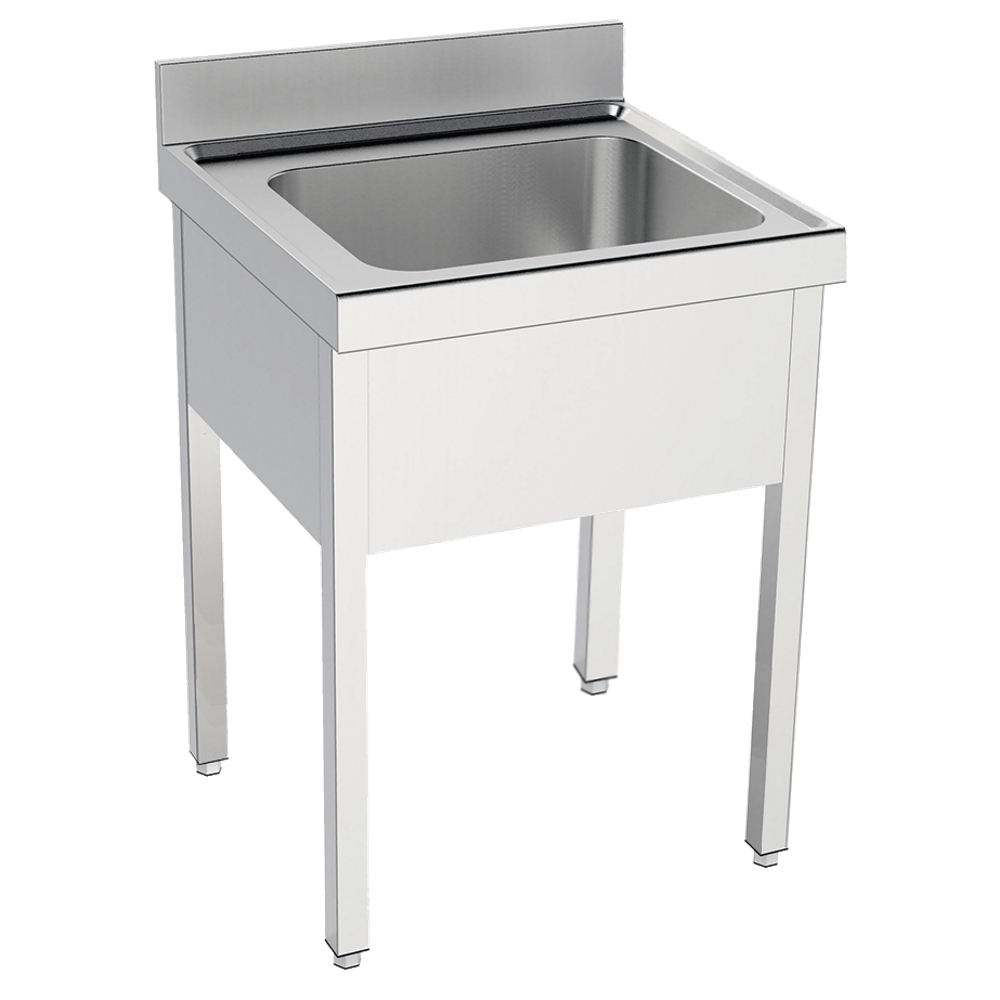 Sink with frame 1 bowl 500x400x250 - 600x600x850 mm - 20410606 Eurast