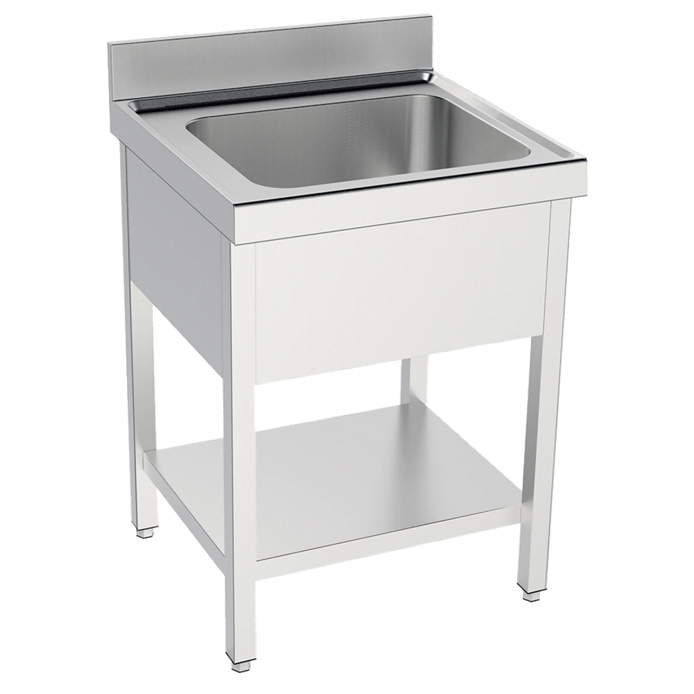 Sink with frame 1 shelf, 1 bowl 500x500x300 - 700x700x850 mm - 20550707 Eurast