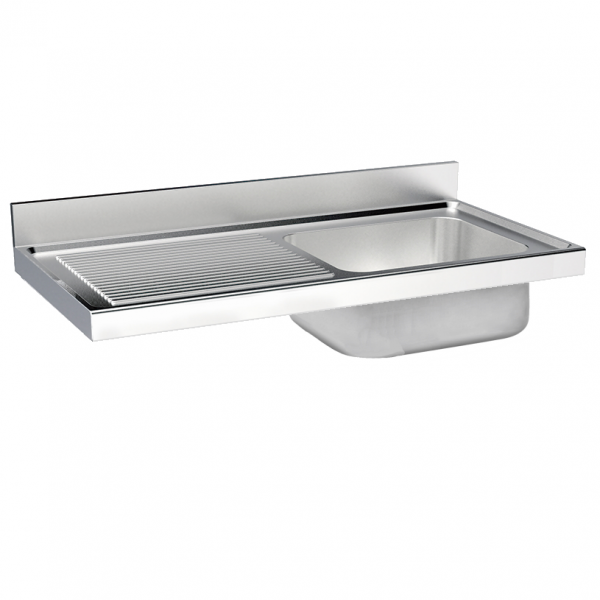 Unsupported sink 1 drainer and 1 bowl 500x400x250 - 1200x600x250 mm - 2140I145 Eurast