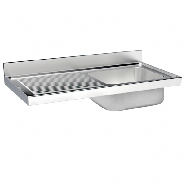 Unsupported sink 1 drainer and 1 bowl 860x500x380 - 1600x700x380 mm - 2440I158 Eurast