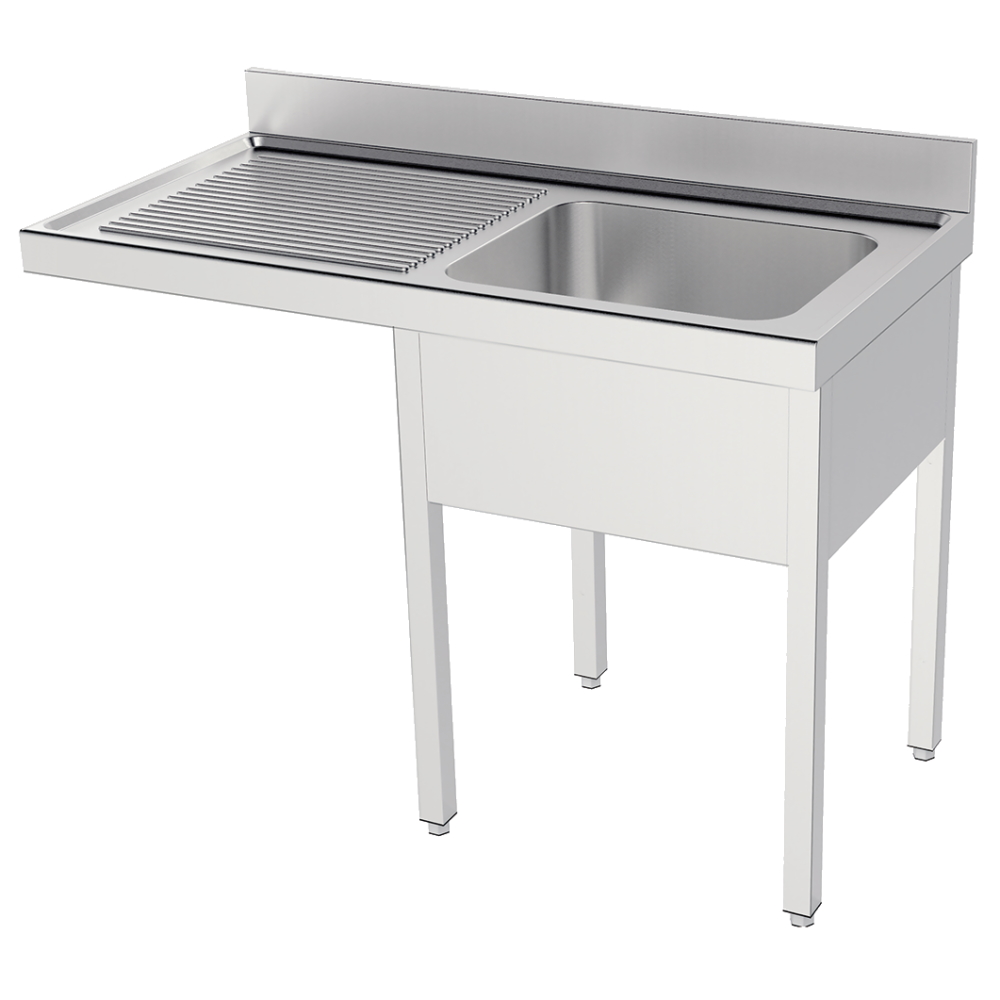 Fregadero con bastidor 1 escurridor y 1 seno 400x400x200 1200x550x850 mm