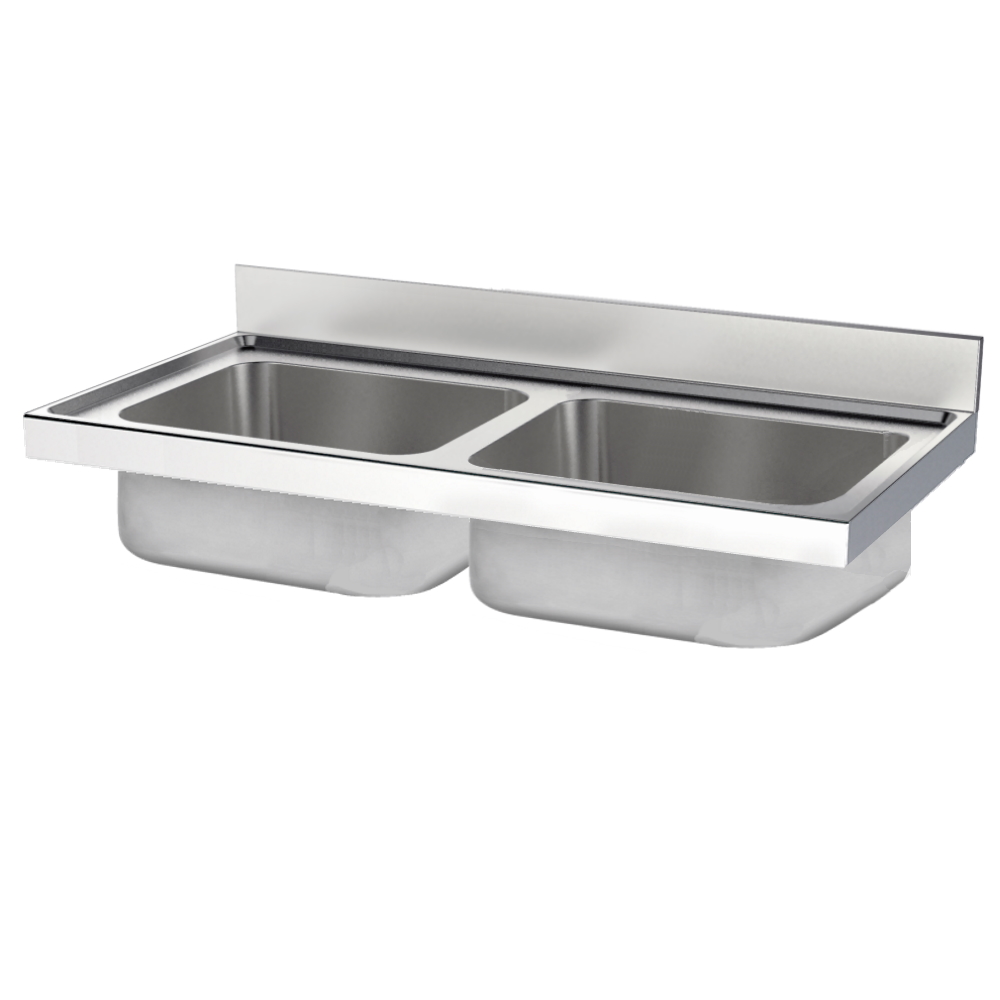 Unsupported sink 2 bowls 600x500x300 - 1400x700x300 mm - 20700256 Eurast